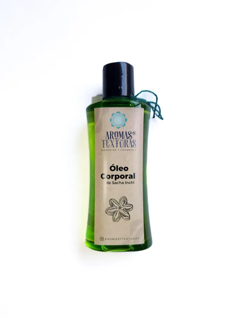 Oleo corporal de Sacha inchi y aceites esenciales.
