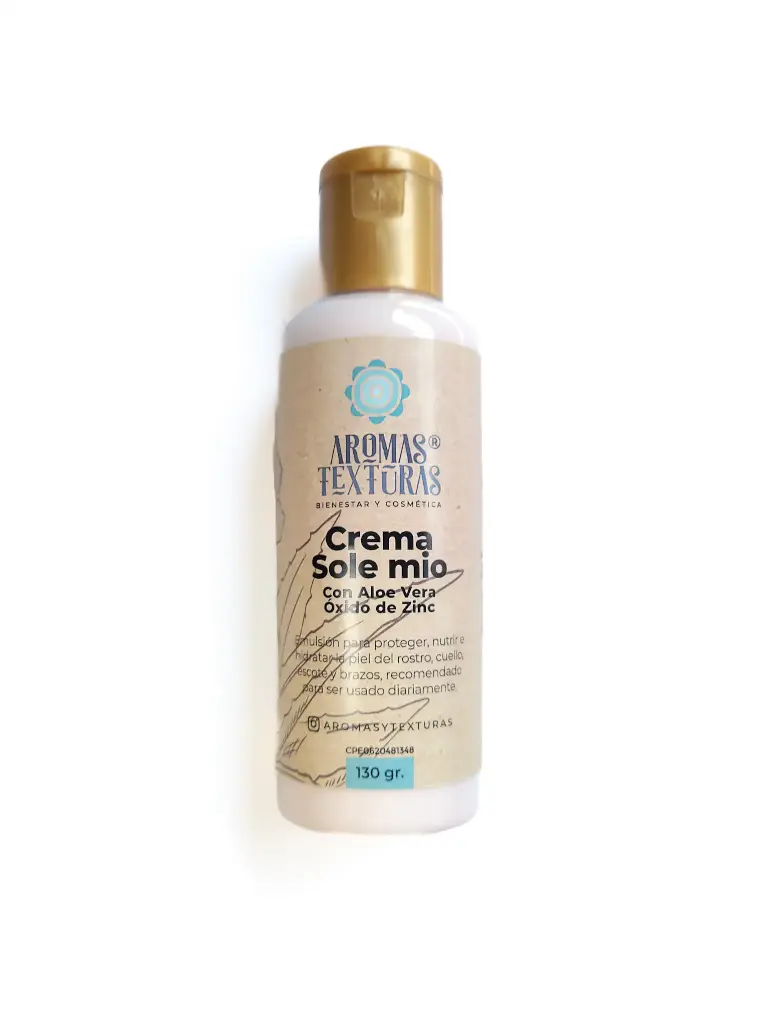 Crema Sole Mio con Aloe vera y oxido de zinc.